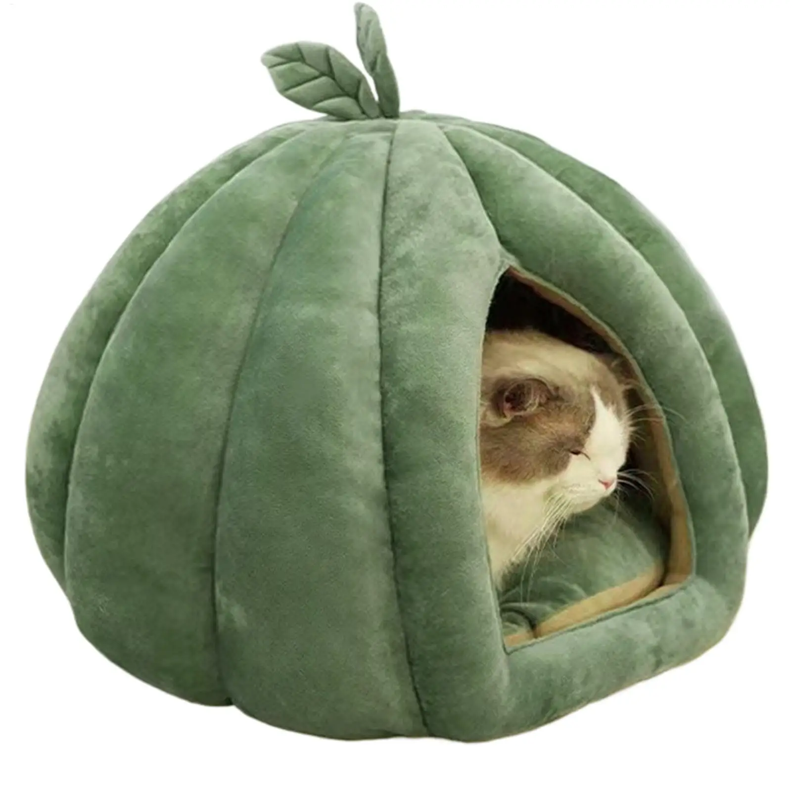 Thickened Halloween Pet Bed Enclosed Cat Nest Warm Cat Bed Pumpkin Shape Pet Sleeping House for Cats Washable Cat Sleeping Bed