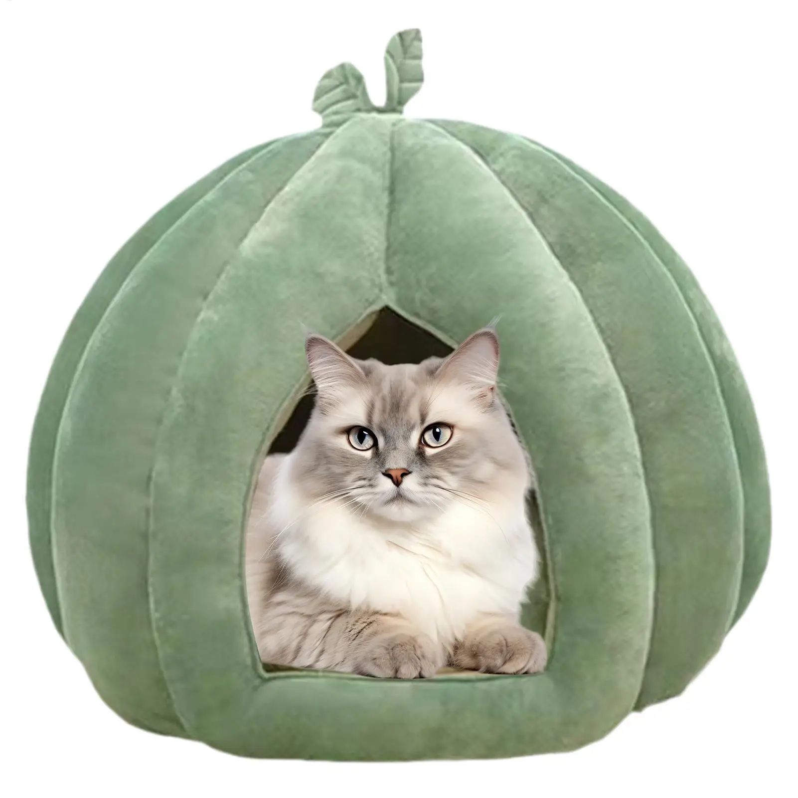 Thickened Halloween Pet Bed Enclosed Cat Nest Warm Cat Bed Pumpkin Shape Pet Sleeping House for Cats Washable Cat Sleeping Bed