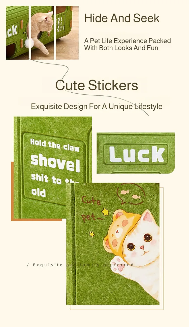 Winter Double Enclosed Cat House Integrated Tree Hole Thickened Felt Cat Litter MultiLayer Scratching Board for Indoor Pet Frame