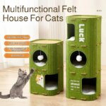 Winter Double Enclosed Cat House Integrated Tree Hole Thickened Felt Cat Litter MultiLayer Scratching Board for Indoor Pet Frame