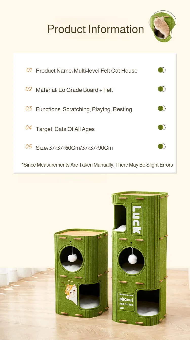 Winter Double Enclosed Cat House Integrated Tree Hole Thickened Felt Cat Litter MultiLayer Scratching Board for Indoor Pet Frame