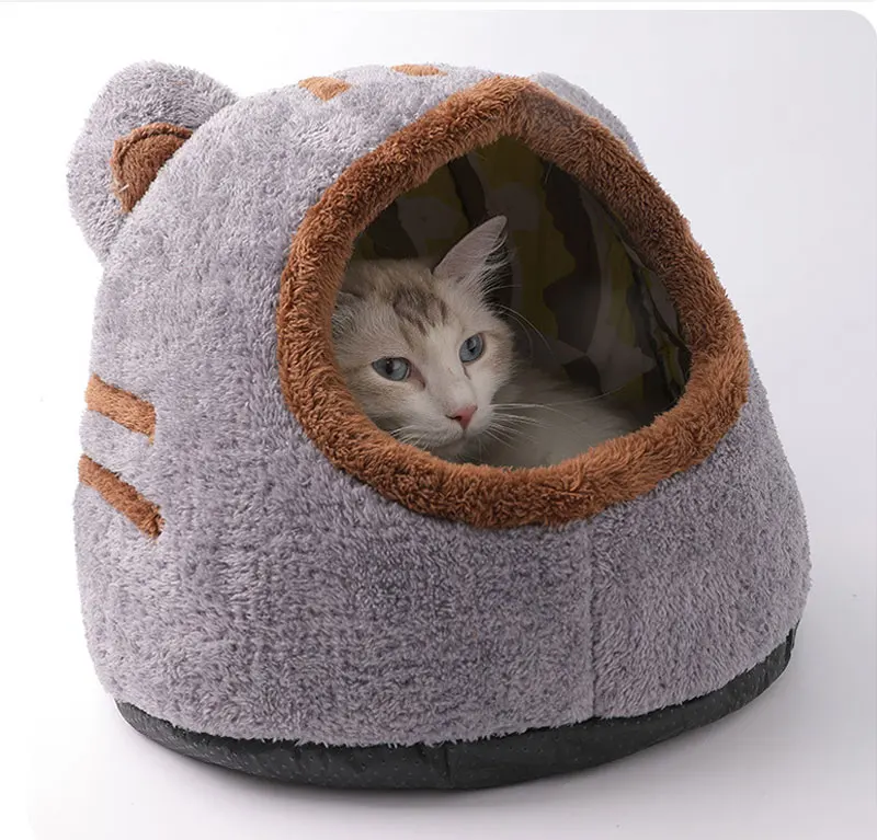 Pet Bed Sleeping House Puppy Nesting Cave Comfort Cat Bed Removable Kennel Bear Head Winter Warm Pet House for Cat and Dogs