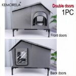 KEMORELA Winter Outdoor Cat House Equipped with an Escape Door - Large Feral Cat Shelter Collapsible Shelter for Small Dogs&Cats - Image 4