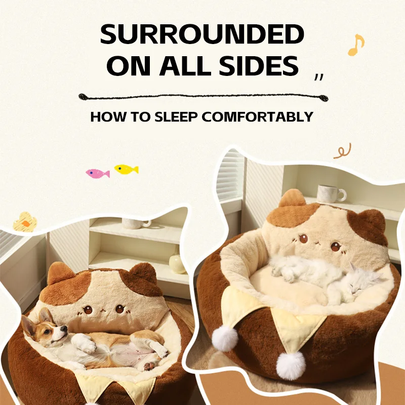 HOOPET Cats Sofa Dogs Bed Round Cat Pad Mattress Winter Warm Deep Sleep Cushion Soft Cat House Dog Nest Pet Accessories HOOPET Cats Sofa Dogs Bed Round Cat Pad Mattress Winter Warm Deep Sleep Cushion Soft Cat House Dog Nest Pet Accessories