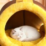 Winter Closed Cat Bed Leather Handheld Pet Bed Small Dog Bed Thickened and Fleece-Lined Warm Cat Sleeping Mat - Image 3