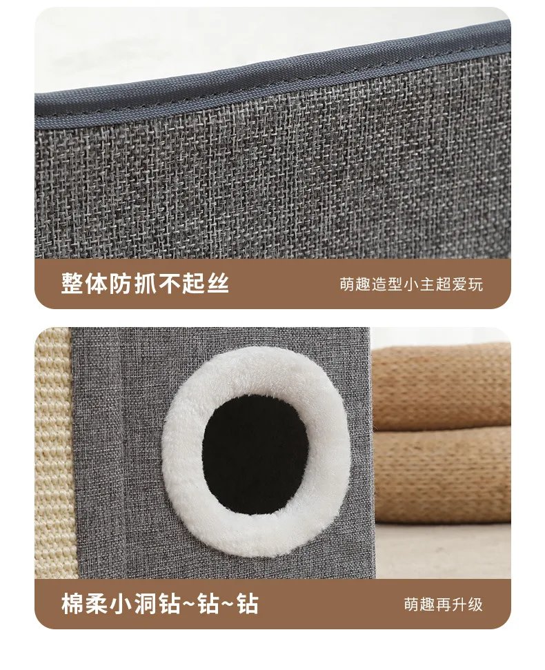 Semi-Enclosed Foldable Double-Door Triple-Layer Cat House with Multi-Functional Double-Sided Scratching Board for Cats