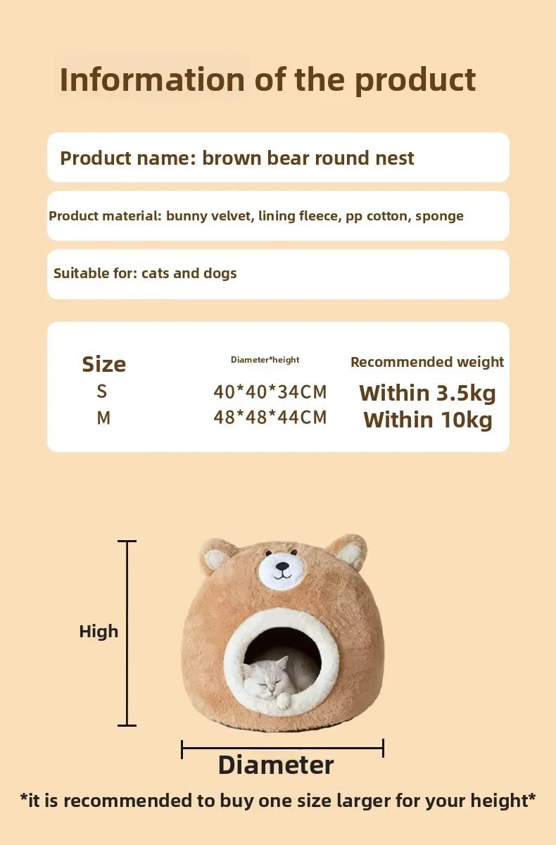 Cat nest autumn and winter pet nest cat house cat bed house nest thickened warm cat sleeping cradle nest kitten kennel