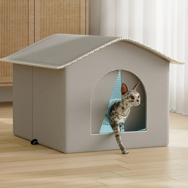 KEMORELA Stray Cat Bed Warmer - 3 Sizes of Comfortable Room-Shaped Shelter for Cats & Dogs, Durable Oxford Cloth, All-Season