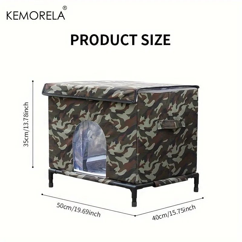 KEMORELA Winter Outdoor Cat House 4-Season Outdoor Shelter with Heavy-Duty Oxford Fabric Warm Windproof Cozy Kennel for Dog Cats