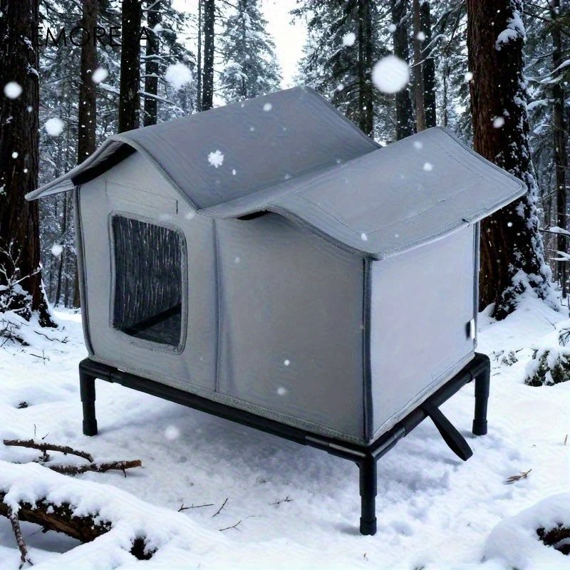 KEMORELA Winter Outdoor Warm Cat Shelter with Shelf Durable Oxford Cloth Construction, Windproof Design,for Small Breeds & Cats