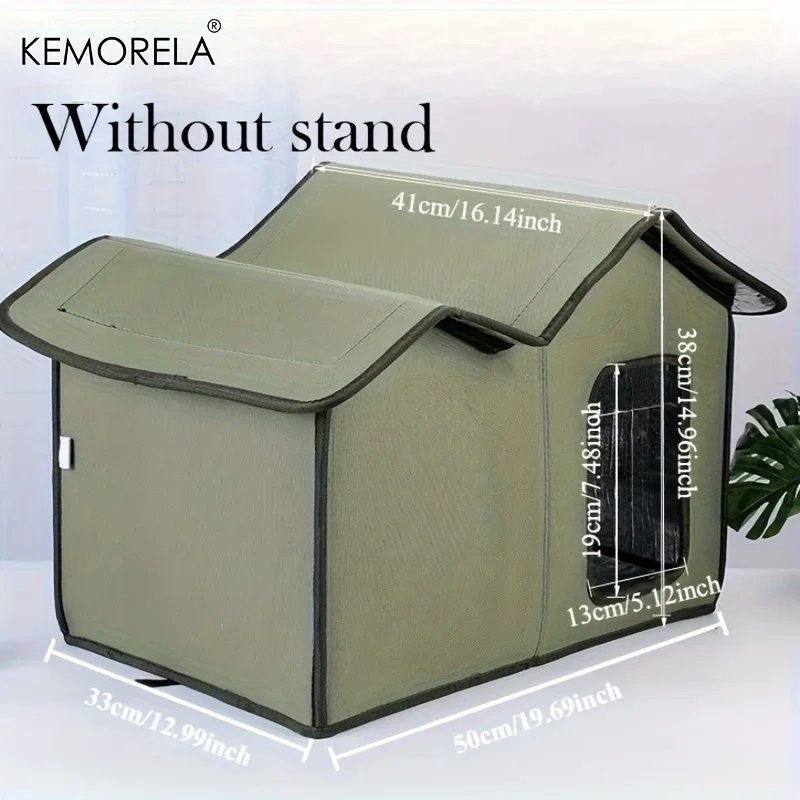 KEMORELA Winter Outdoor Warm Cat Shelter with Shelf Durable Oxford Cloth Construction, Windproof Design,for Small Breeds & Cats