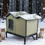 KEMORELA Winter Outdoor Warm Cat Shelter with Shelf Durable Oxford Cloth Construction, Windproof Design,for Small Breeds & Cats