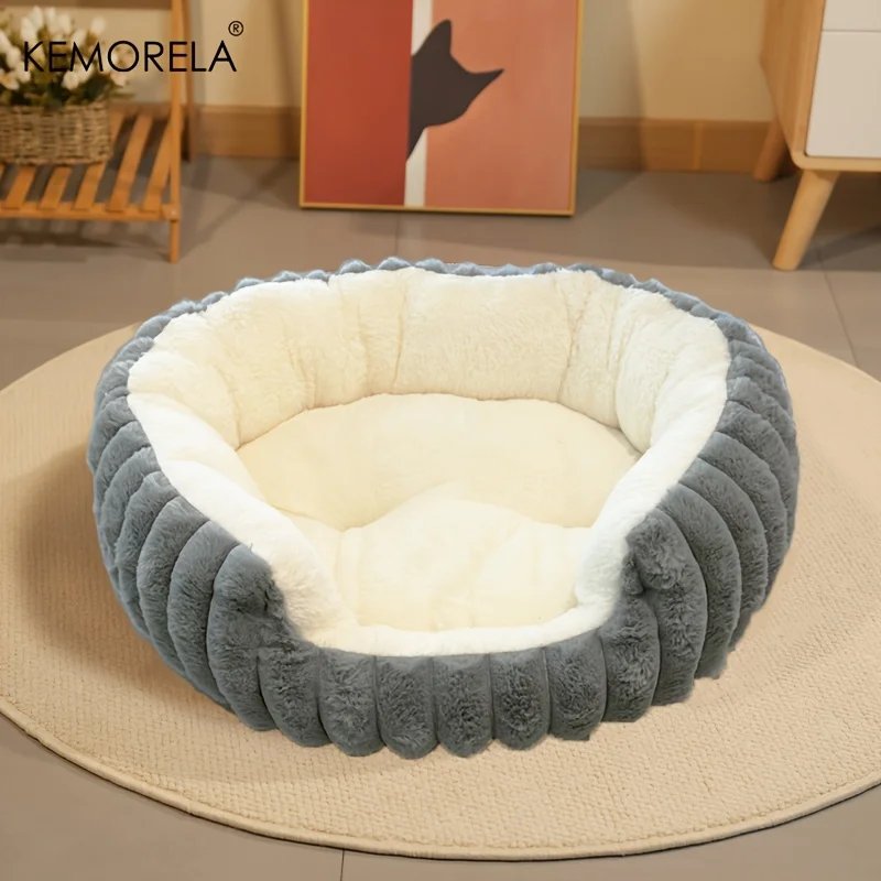 Jumbo Soft Warm Cat Bed - Plush Cozy Puppy Sofa with Backrest, Washable Non-Slip, Polyester Pet Bed for Kittens & Small Dog