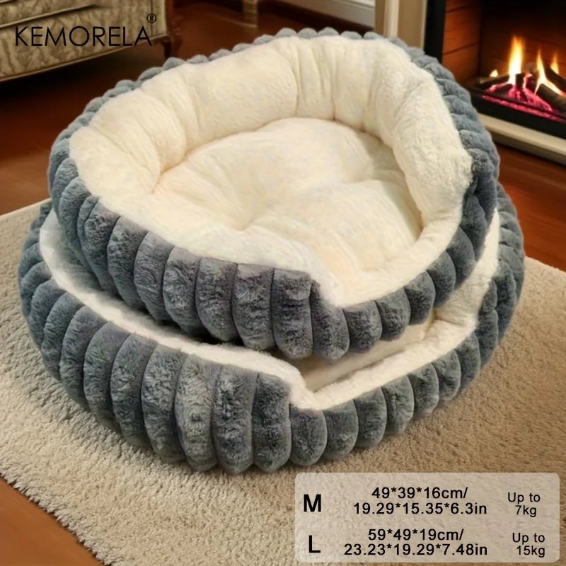 Jumbo Soft Warm Cat Bed - Plush Cozy Puppy Sofa with Backrest, Washable Non-Slip, Polyester Pet Bed for Kittens & Small Dog