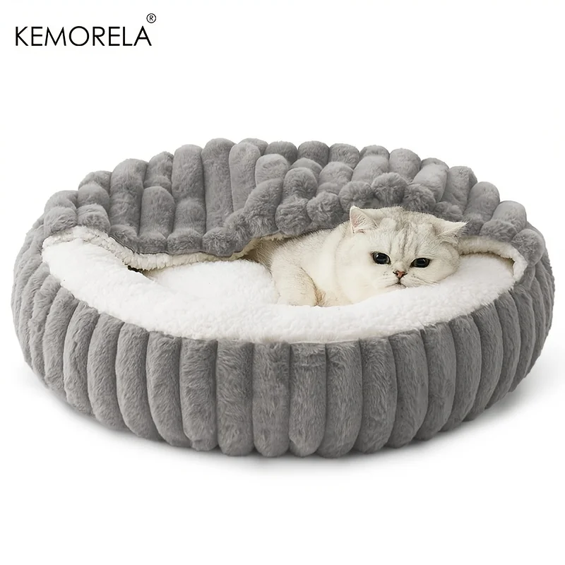 Calming Warm Kitten Bed Round Hooded Cat Cave, Indoor Puppy Sleeping Bed Suitable for Cat Dog Non-Slip Bottom Cat Cushion Calming Warm Kitten Bed Round Hooded Cat Cave, Indoor Puppy Sleeping Bed Suitable for Cat Dog Non-Slip Bottom Cat Cushion
