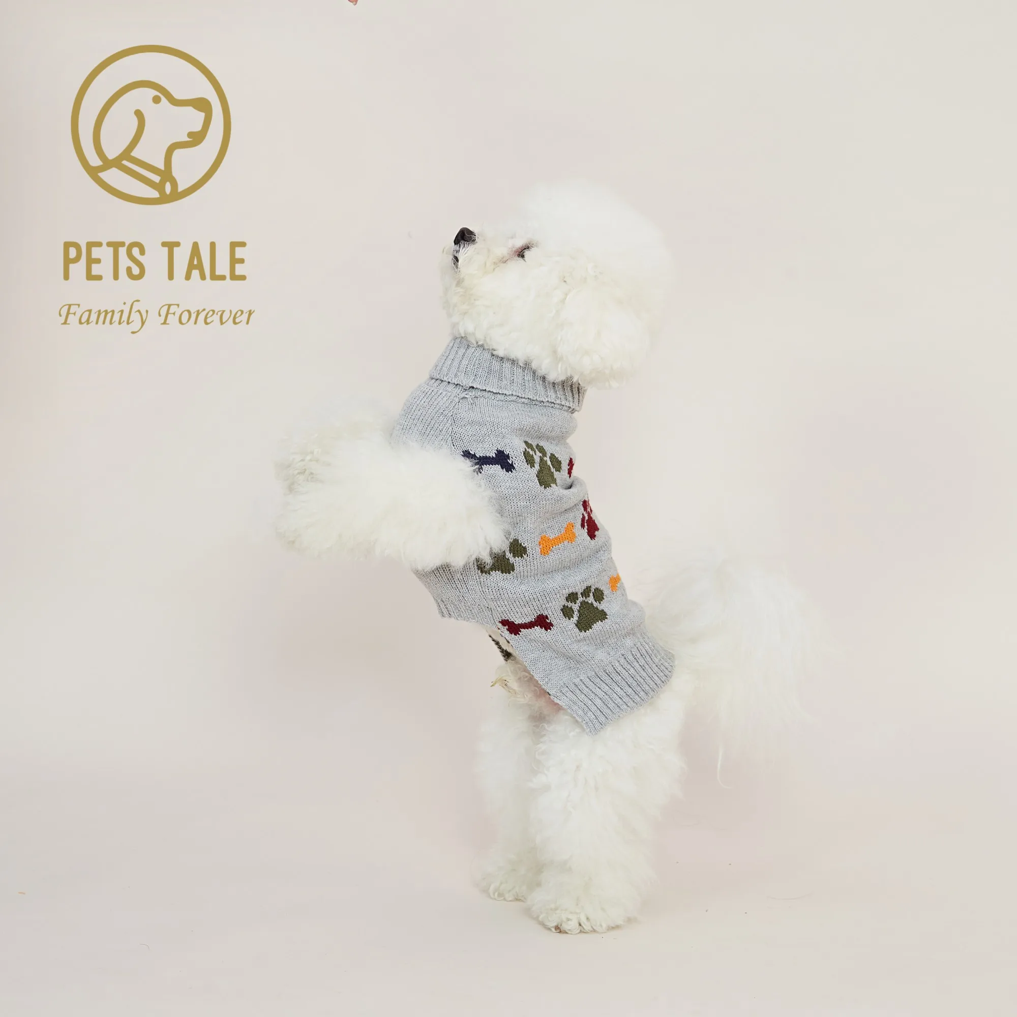 Premium Dog Bone Paw Print Jacquard Chain-Link Sweater Premium Dog Bone Paw Print Jacquard Chain-Link Sweater