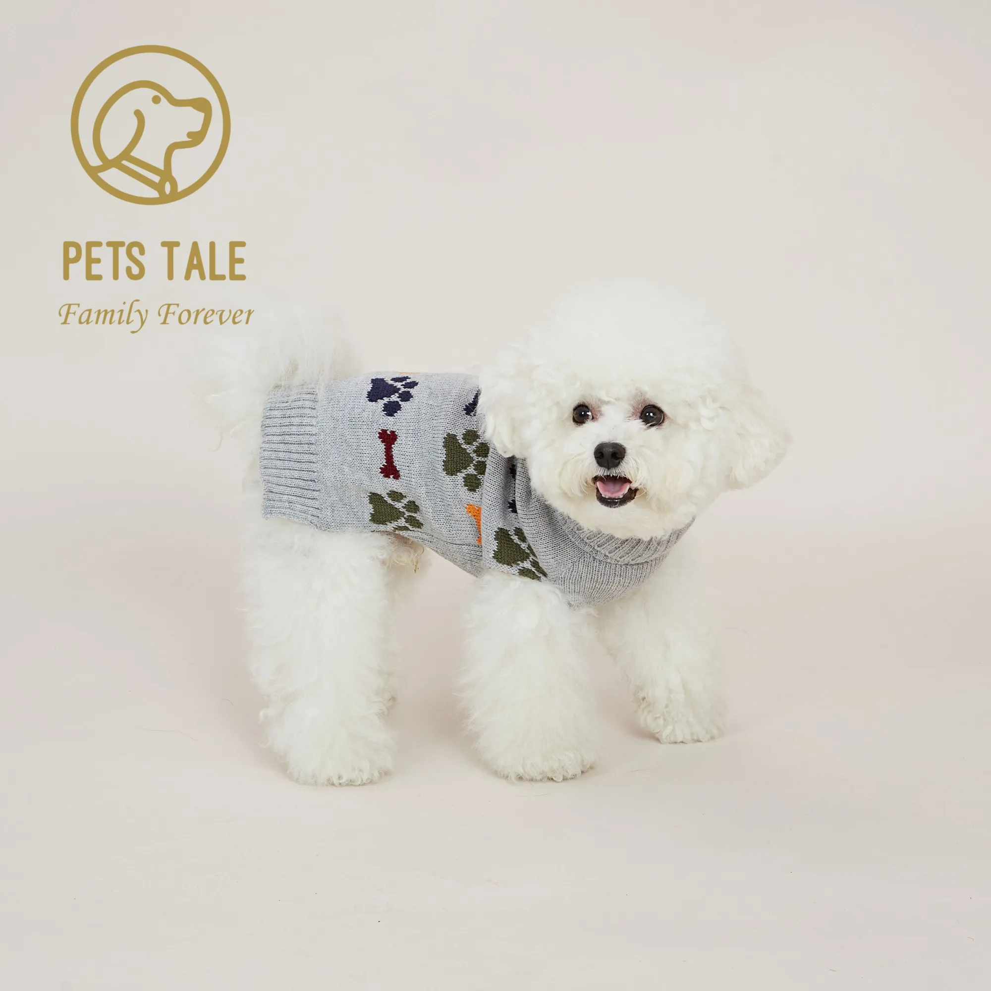 Premium Dog Bone Paw Print Jacquard Chain-Link Sweater Premium Dog Bone Paw Print Jacquard Chain-Link Sweater