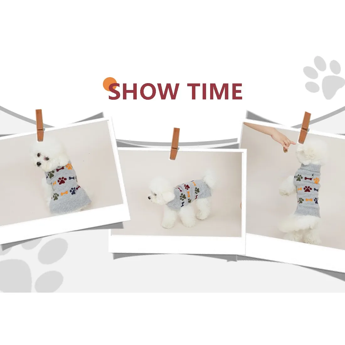 Premium Dog Bone Paw Print Jacquard Chain-Link Sweater Premium Dog Bone Paw Print Jacquard Chain-Link Sweater