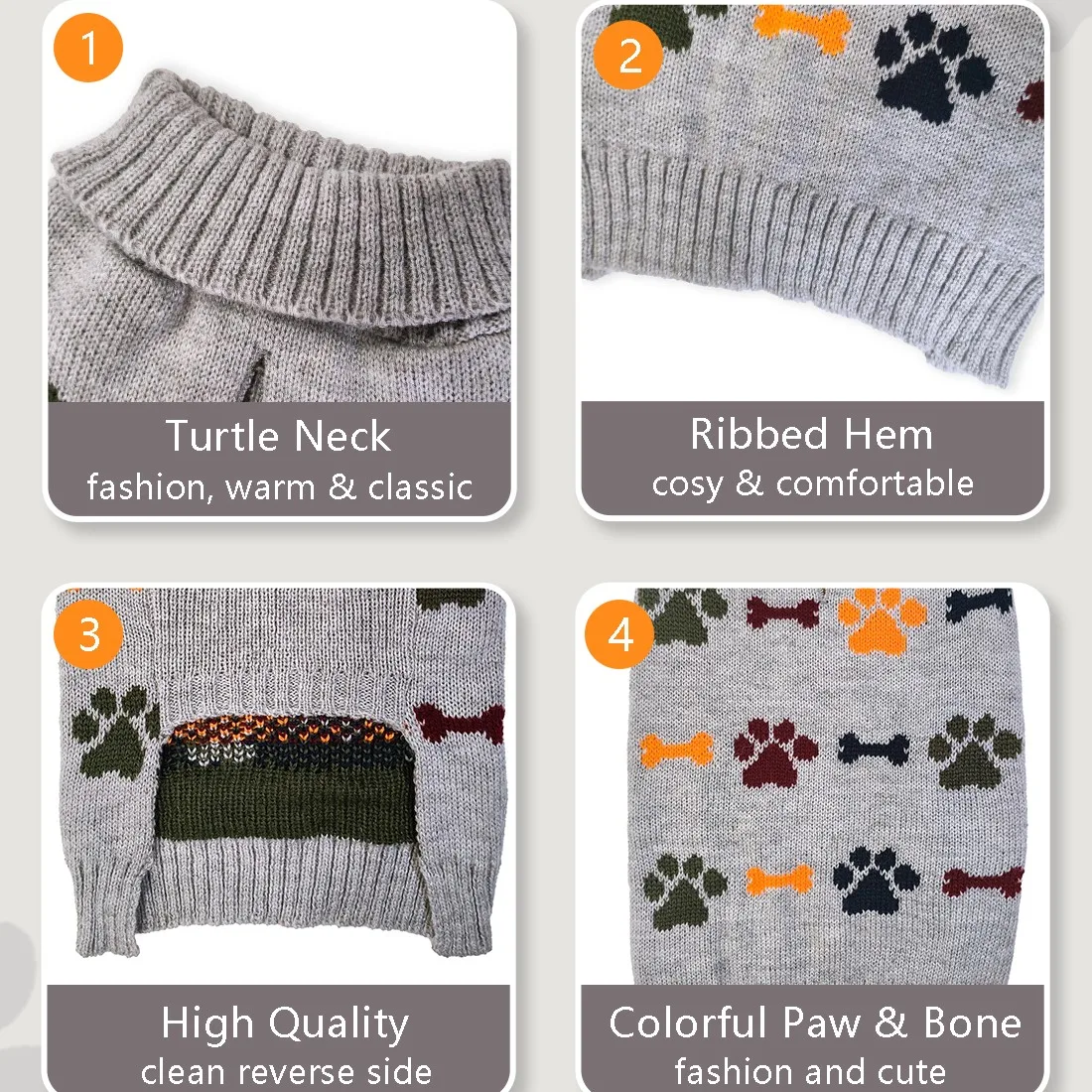 Premium Dog Bone Paw Print Jacquard Chain-Link Sweater Premium Dog Bone Paw Print Jacquard Chain-Link Sweater