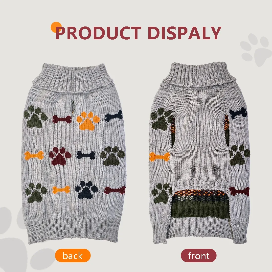Premium Dog Bone Paw Print Jacquard Chain-Link Sweater Premium Dog Bone Paw Print Jacquard Chain-Link Sweater