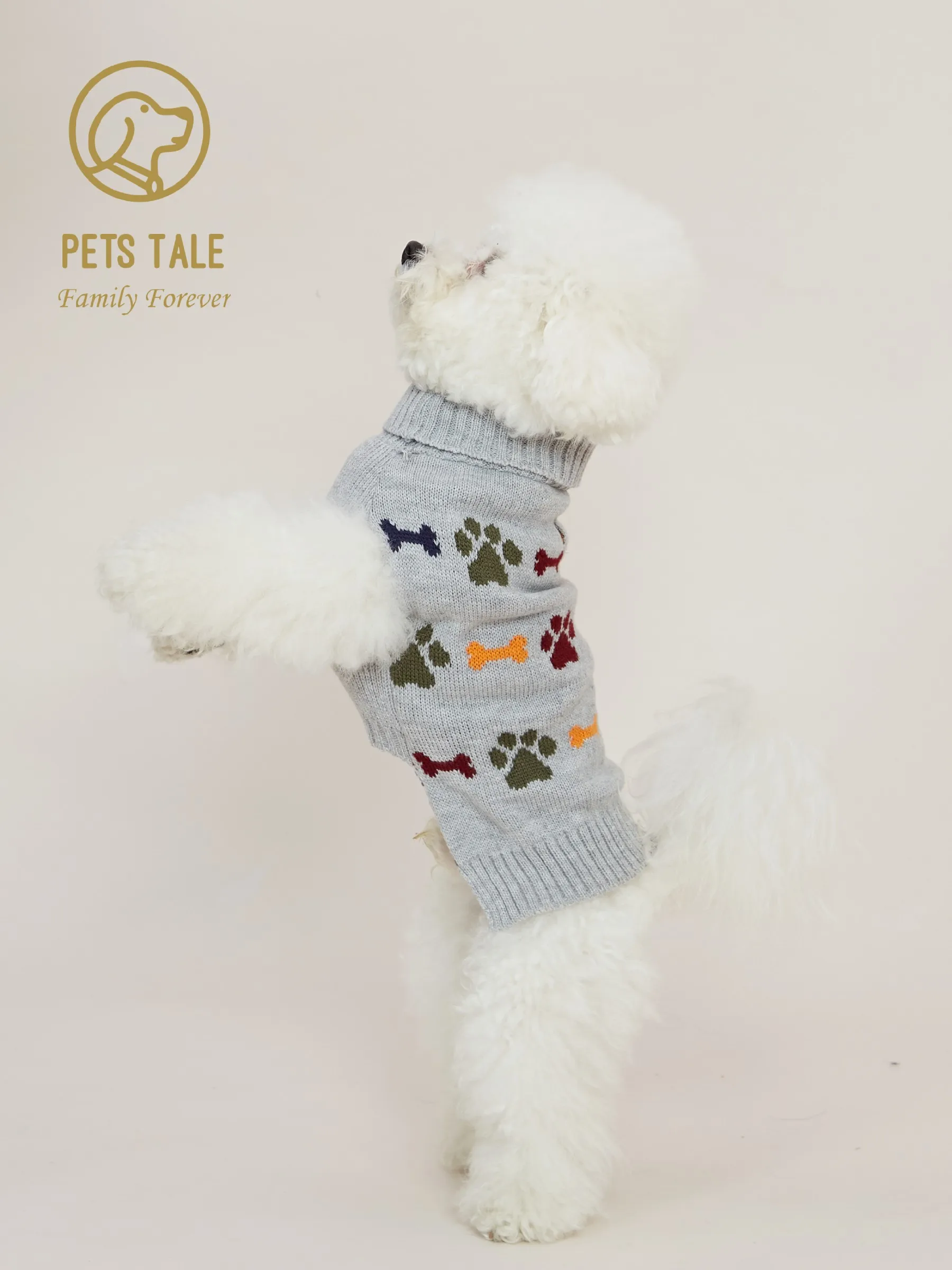 Premium Dog Bone Paw Print Jacquard Chain-Link Sweater Premium Dog Bone Paw Print Jacquard Chain-Link Sweater