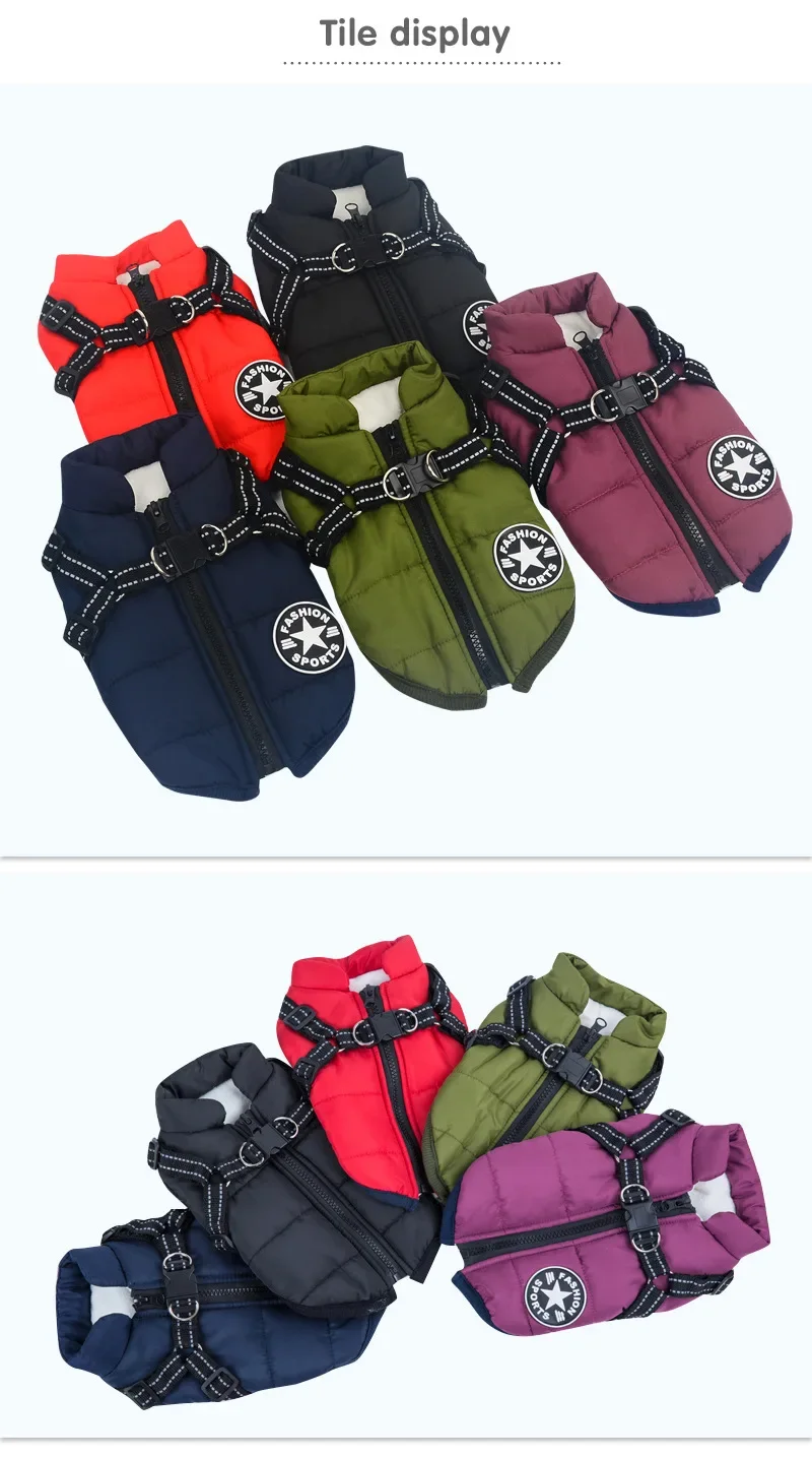 Large Pet Dog Jacket With Harness Winter Warm Dog Clothes For Labrador Waterproof Big Dog Coat Chihuahua French Bulldog Outfits Large Pet Dog Jacket With Harness Winter Warm Dog Clothes For Labrador Waterproof Big Dog Coat Chihuahua French Bulldog Outfits