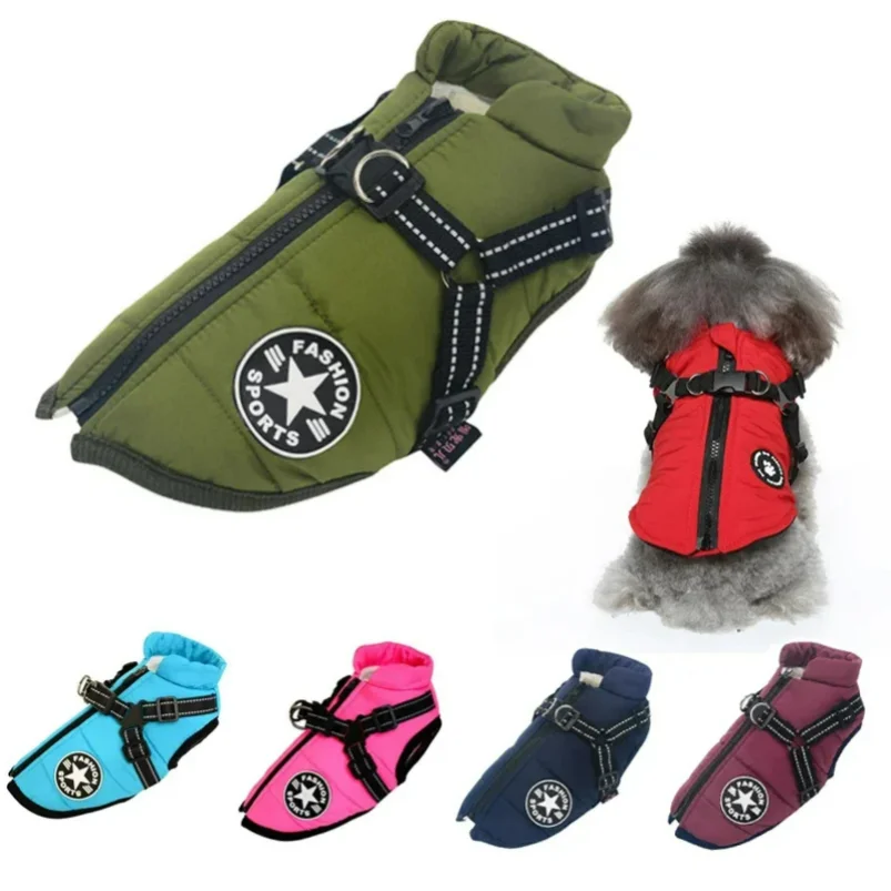 115501-x9xz11.jpg Large Pet Dog Jacket With Harness Winter Warm Dog Clothes For Labrador Waterproof Big Dog Coat Chihuahua French Bulldog Outfits - Image 1