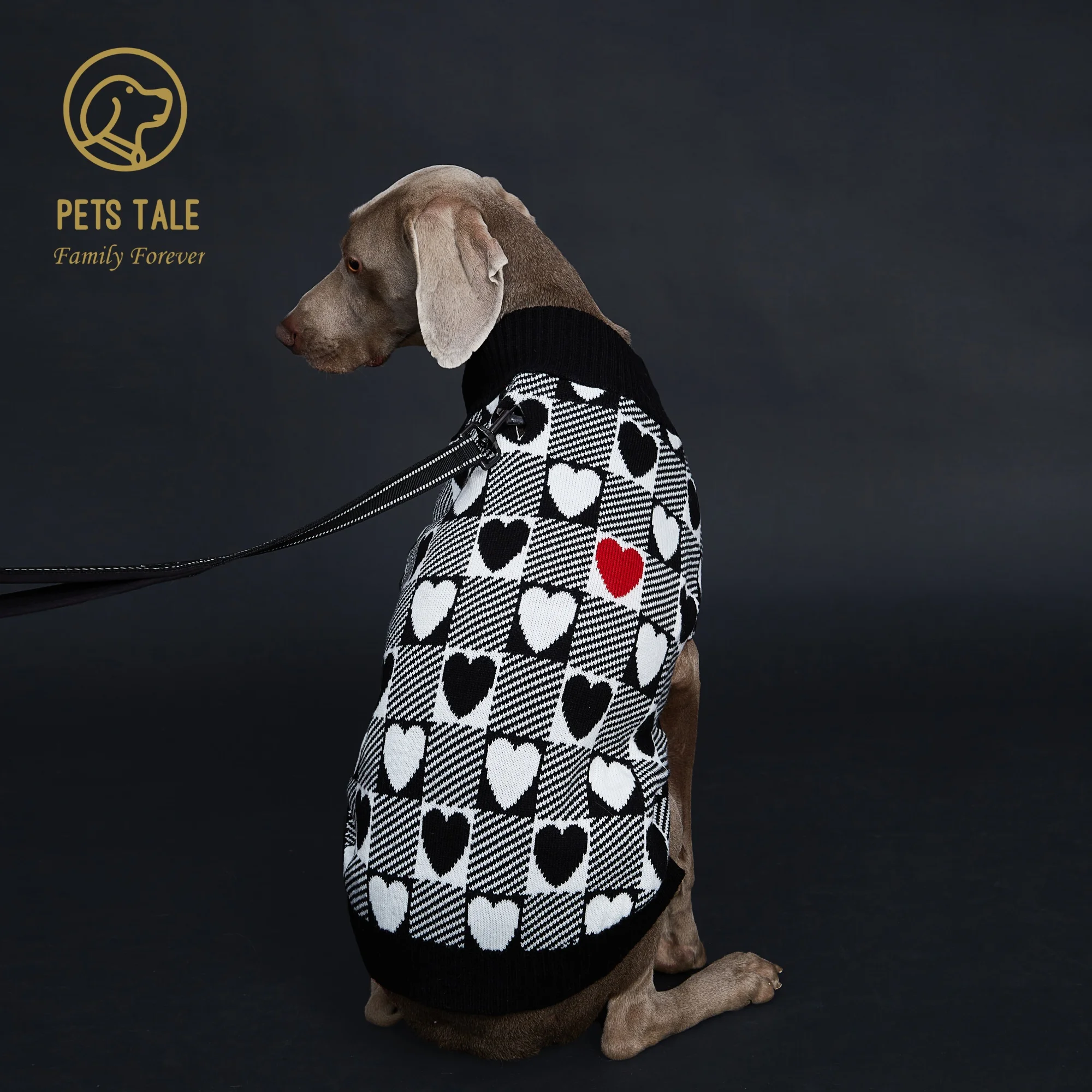 Buffalo Check Love-Heart Intarsia D-Ring Hole Dog Sweater Buffalo Check Love-Heart Intarsia D-Ring Hole Dog Sweater