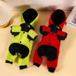 New winter dog clothes with fleece and thickened cotton coat, warm hooded four-legged pet clothing