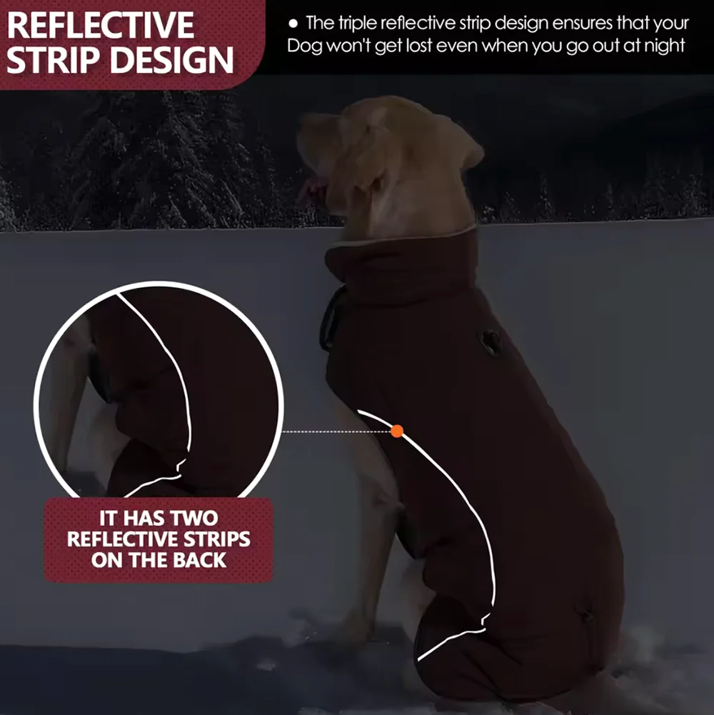 New Dog Winter Jacket Waterproof Reflective Pet Coat Outdoor Vest Warm Cotton Dogs Clothing for Large Middle Dogs Clothes