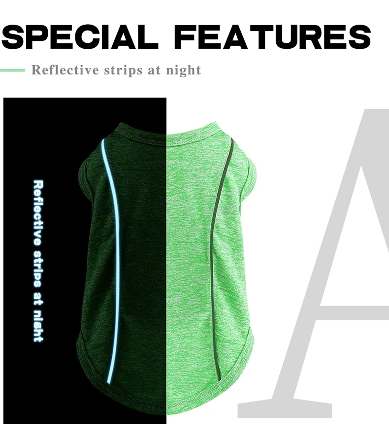 Sun Protection Dog Shirts with Reflective Strips, Quick Dry, Soft Stretchy Fabric, Available in Sizes for Small to Large Dogs! Sun Protection Dog Shirts with Reflective Strips, Quick Dry, Soft Stretchy Fabric, Available in Sizes for Small to Large Dogs!