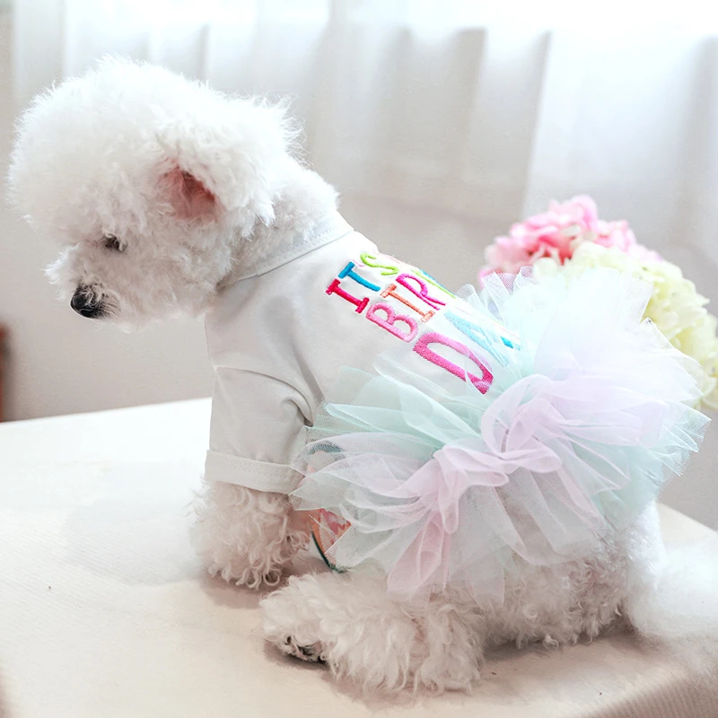 Layered Rainbow Veil Puppy Summer Clothes for Small Dogs Birthday Short Sleeve Pet Dog Dresses Princess Summer New Cat Clothing Layered Rainbow Veil Puppy Summer Clothes for Small Dogs Birthday Short Sleeve Pet Dog Dresses Princess Summer New Cat Clothing