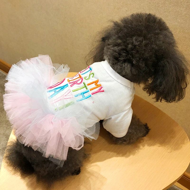Layered Rainbow Veil Puppy Summer Clothes for Small Dogs Birthday Short Sleeve Pet Dog Dresses Princess Summer New Cat Clothing Layered Rainbow Veil Puppy Summer Clothes for Small Dogs Birthday Short Sleeve Pet Dog Dresses Princess Summer New Cat Clothing
