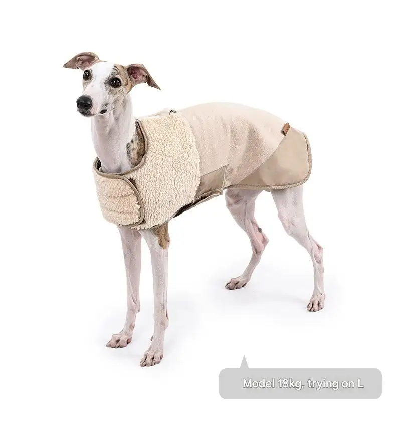 Dog Winter Warm Windproof Adjustable Lamb Fleece Jacket Thick Cotton Coat S M L XL Beige Brown Blue Army Green