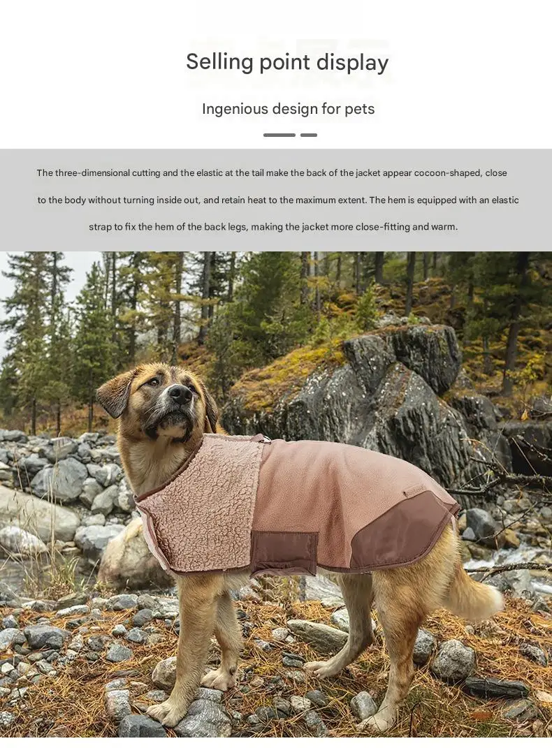 Dog Winter Warm Windproof Adjustable Lamb Fleece Jacket Thick Cotton Coat S M L XL Beige Brown Blue Army Green