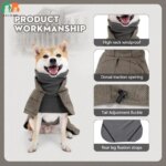 ATUBAN Warm Dog Coat English Plaid Dog Fleece Vest Windbreaker Jacket Winter Clothing Traction Eyelets Suitable for All Dog Type - Image 4