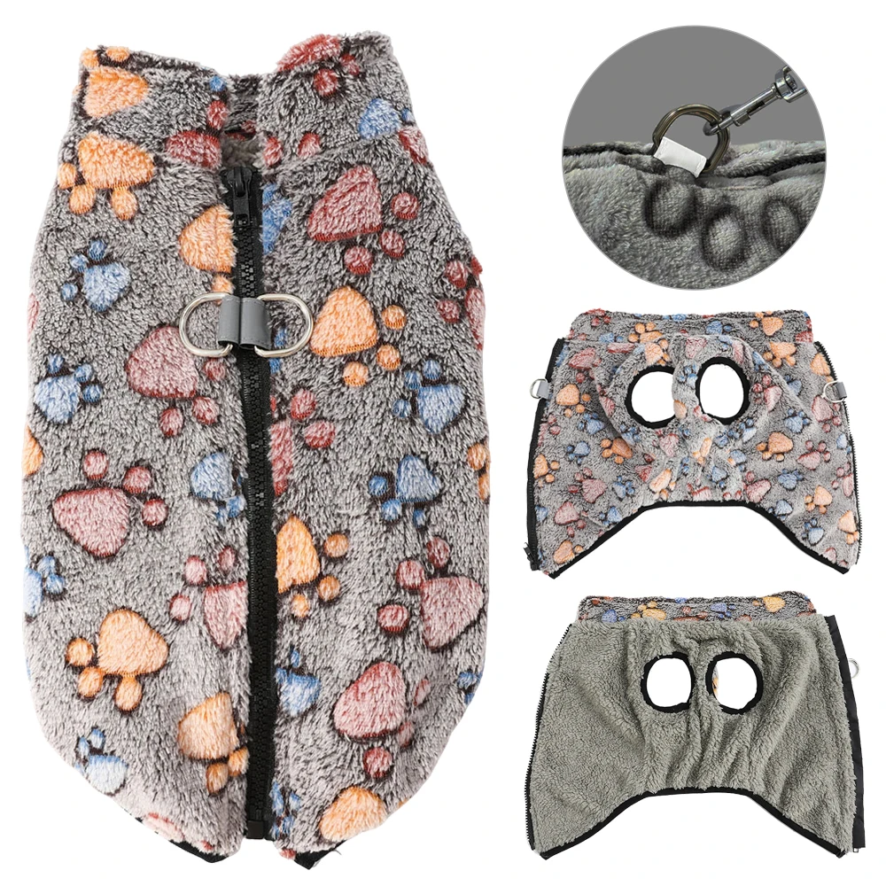 118409-ljcknf.jpg Autumn Winter Puppy Jacket Soft Fleece Clothes For Small Dogs Overalls Cute Paw Print Chihuahua Coat Yorkshire Vest Pet Costume - Image 1