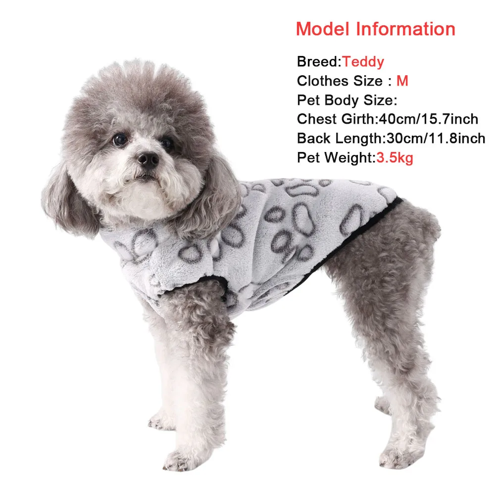 Autumn Winter Puppy Jacket Soft Fleece Clothes For Small Dogs Overalls Cute Paw Print Chihuahua Coat Yorkshire Vest Pet Costume Autumn Winter Puppy Jacket Soft Fleece Clothes For Small Dogs Overalls Cute Paw Print Chihuahua Coat Yorkshire Vest Pet Costume