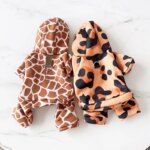 Leopard Print Pet Puppy Dog Four-legged With hooks Hoodie Clothes Small Dog spring and Winter Warm dog cat pet Clothes