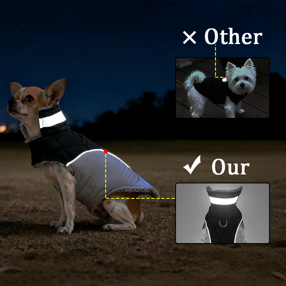 Winter Warm Dog Clothes High Collar Windproof Jacket For Small Large Dogs Cats Reflective Waterproof Pet Vest Coat Pug Overalls Winter Warm Dog Clothes High Collar Windproof Jacket For Small Large Dogs Cats Reflective Waterproof Pet Vest Coat Pug Overalls