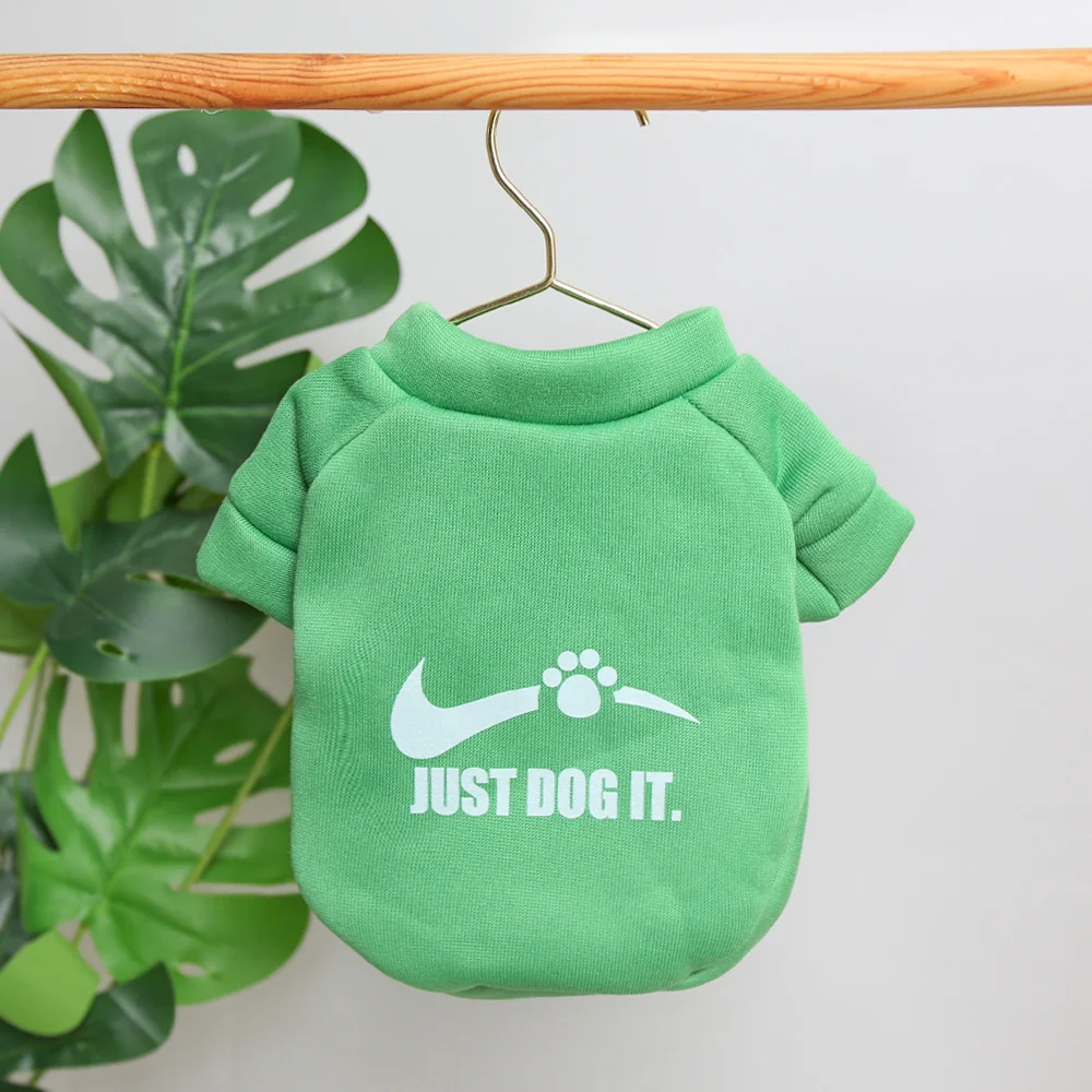 Autumn and winter pet clothes, cute English letter velvet round neck hoodie, super cute cat and dog universal clothes, fashionab