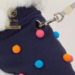 Premium Dog Polka Dot Colorful Pom-Pom Double Collar Chain-Hole Sweater - Image 5