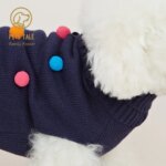 Premium Dog Polka Dot Colorful Pom-Pom Double Collar Chain-Hole Sweater - Image 6