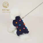 Premium Dog Polka Dot Colorful Pom-Pom Double Collar Chain-Hole Sweater - Image 4