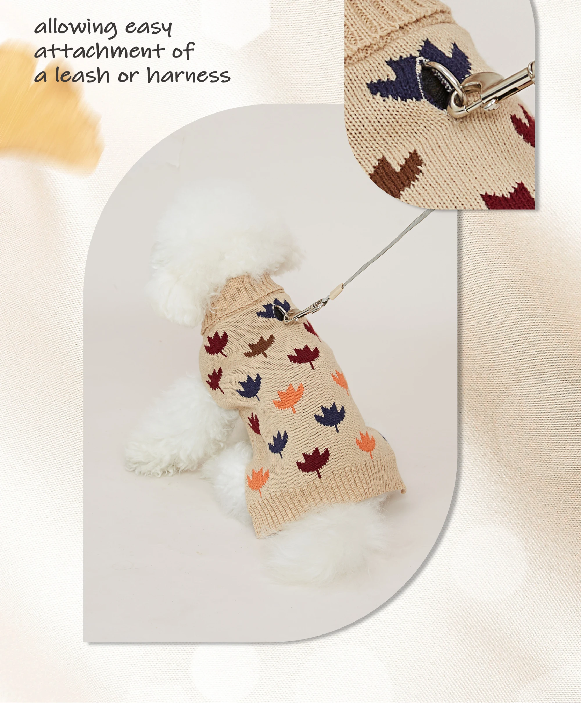 Premium Dog Canadian Maple Leaf Fall Chain-Hole Double Layer Collar Sweater Premium Dog Canadian Maple Leaf Fall Chain-Hole Double Layer Collar Sweater