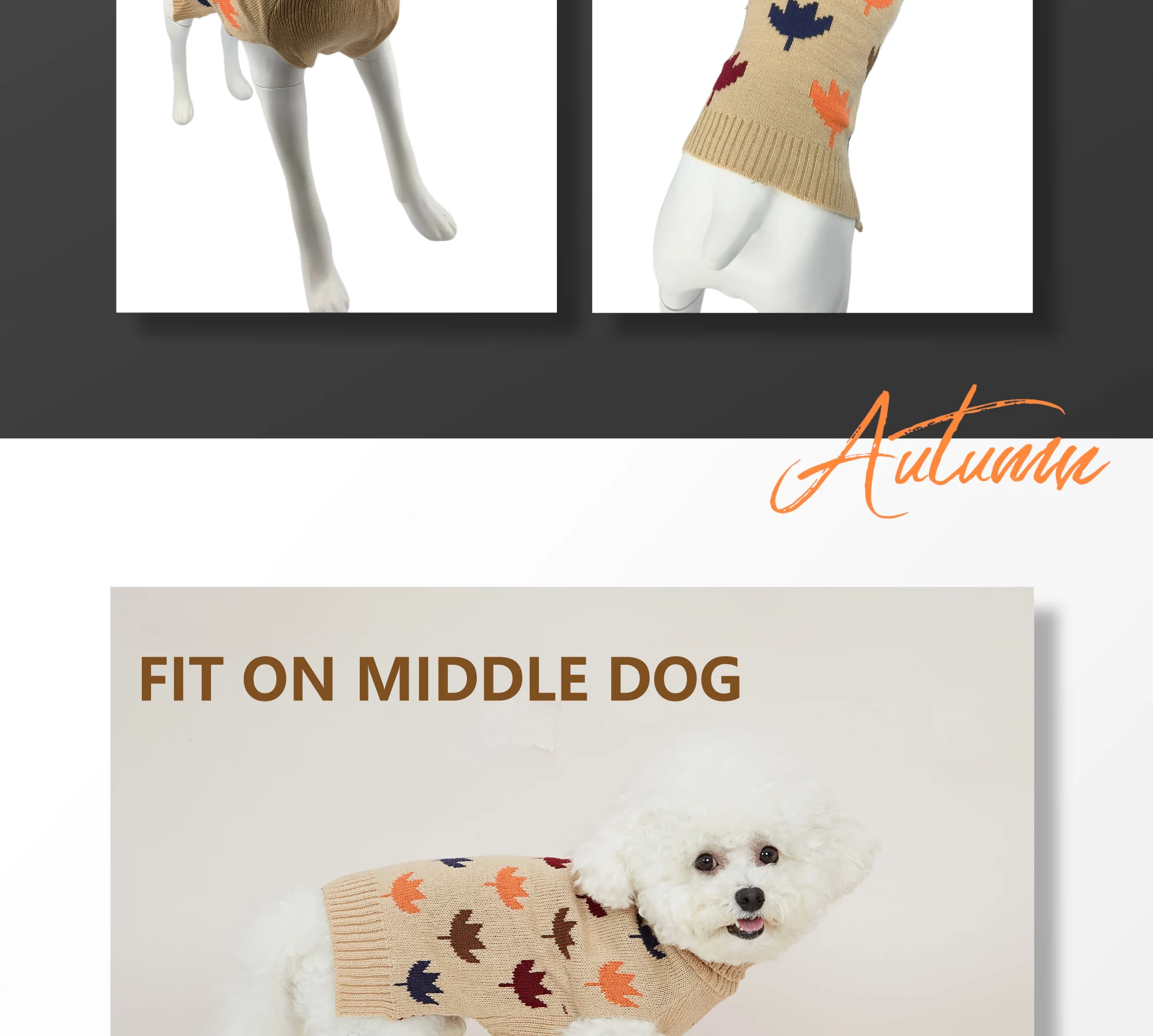 Premium Dog Canadian Maple Leaf Fall Chain-Hole Double Layer Collar Sweater Premium Dog Canadian Maple Leaf Fall Chain-Hole Double Layer Collar Sweater