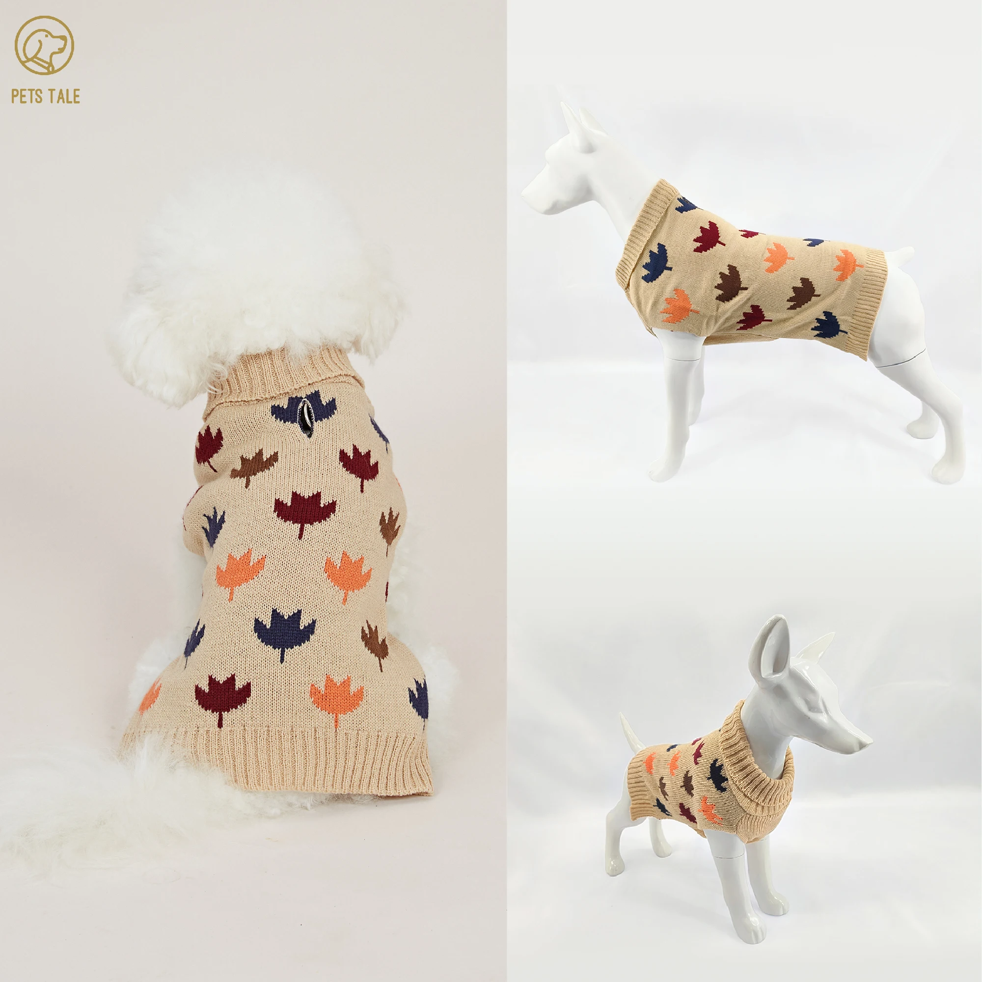 119650-xfdei8.jpg Premium Dog Canadian Maple Leaf Fall Chain-Hole Double Layer Collar Sweater - Image 1