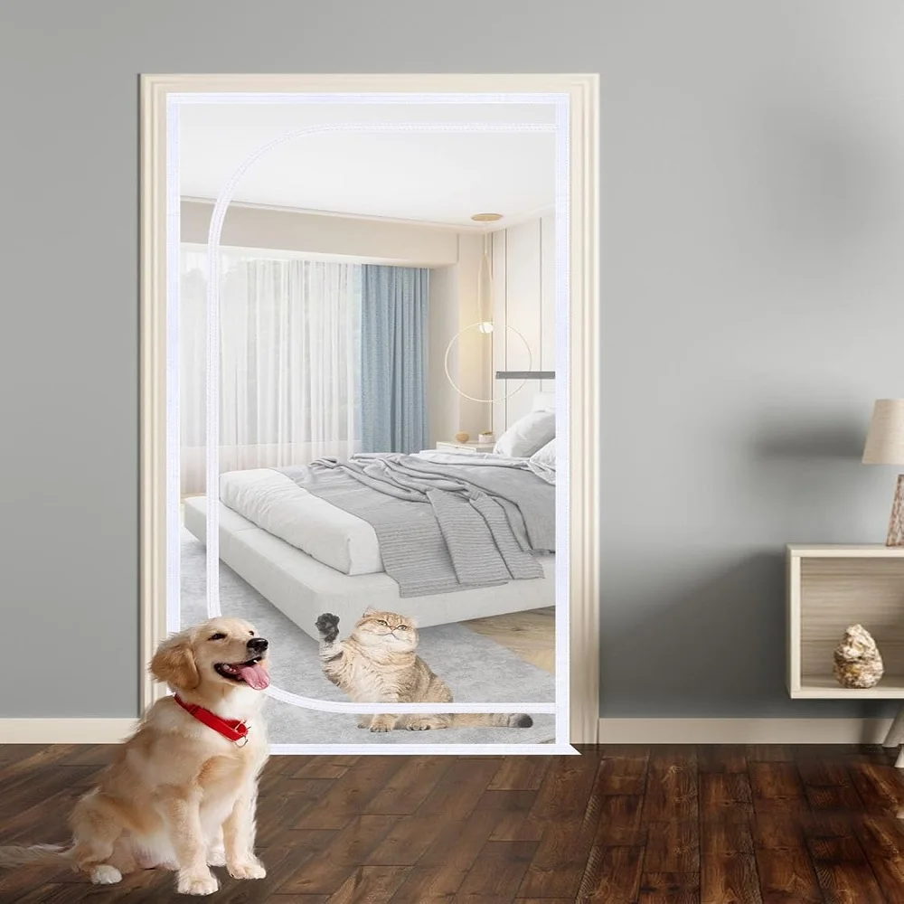 Reinforced cat screen door, durable cat protection mesh screen for home living room kitchen bedroom door Reinforced cat screen door, durable cat protection mesh screen for home living room kitchen bedroom door