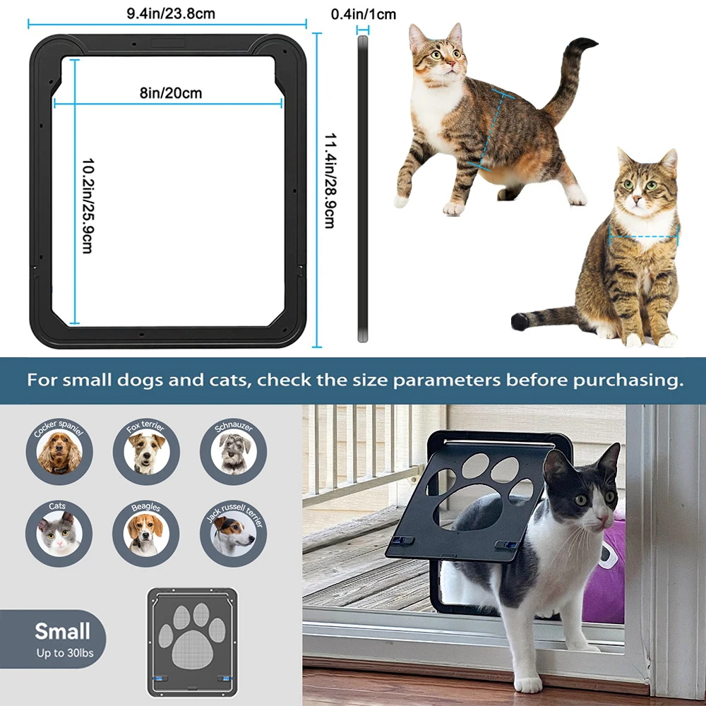 Dog Door for Screen Door, Cat Door for Window Screen,Flap Opening 8 x 10 inches, ,Lockable Magnetic Flap Screen