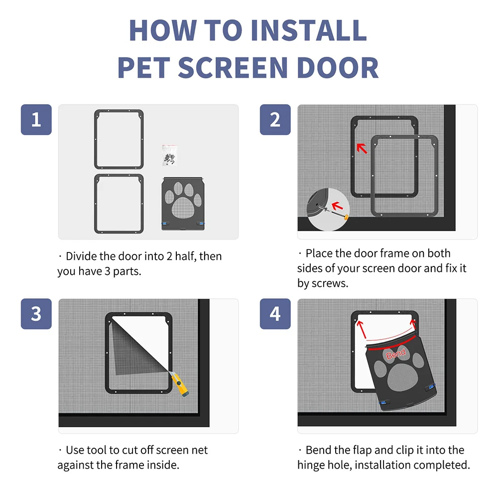 Dog Door for Screen Door, Cat Door for Window Screen,Flap Opening 8 x 10 inches, ,Lockable Magnetic Flap Screen